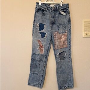 KanCan Blue Distressed Straight Leg Jeans